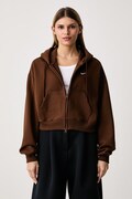 Nike Sportswear bluza rozpinana z kapturem damska z bawełną Studio Fleece brązowa IM8499.259
