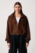 Nike Sportswear dukserica na zakopčavanje sa kapuljačom ženska s pamukom Studio Fleece smeđa IM8499.259