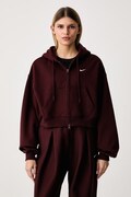 Nike Sportswear bluza rozpinana z kapturem damska z bawełną Studio Fleece brązowa IM8499.658