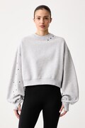 Nike Sportswear oversize melegítőfelső női pamuttal Studio Fleece szürke IX7045.012