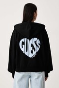 Guess Jeans bluza rozpinana z kapturem damska bawełniana czarna W6BQ17 K6631