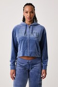 Juicy Couture bluza rozpinana z kapturem damska welurowa OLD GOTHIC ICCLE fioletowa JCWAS226333