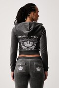 Juicy Couture felpa con cerniera e cappuccio da donna con cotone REGAL REBELLE ROBYN nera JCGAS226011
