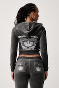 Juicy Couture felpa con cerniera e cappuccio da donna con cotone REGAL REBELLE ROBYN nera JCGAS226011