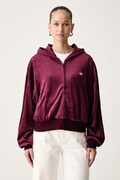 adidas Originals bluza rozpinana z kapturem damska welurowa Essentials Velour bordowa KQ9252