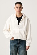 Tommy Jeans bluza rozpinana z kapturem damska polarowa beżowa DW0DW23291