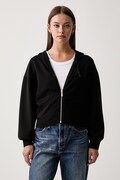 Armani Exchange hanorac cu fermoar și glugă pentru femei cu vâscoză negru XW002861 AF13397