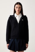 Lacoste bluza rozpinana z kapturem damska z bawełną granatowa SF5272