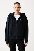Lacoste μπλούζα με κουκούλα και φερμουάρ γυναικεία με βαμβάκι σκούρα μπλε SF5272