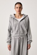 adidas Originals hanorac cu fermoar și glugă pentru femei din bumbac gri LE8319
