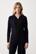 Elisabetta Franchi bluza rozpinana z kapturem damska z wiskozą granatowa MK15S66E2