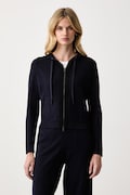 Elisabetta Franchi bluza rozpinana z kapturem damska z wiskozą granatowa MK15S66E2