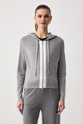 Elisabetta Franchi bluza rozpinana z kapturem damska z wiskozą szara MK15S66E2