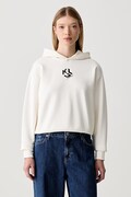 Karl Lagerfeld Jeans bluza z kapturem damska z bawełną beżowa B3W20013