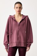 adidas by Stella McCartney mikina na zips s kapucňou dámska s bavlnou fialová KR6225