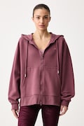 adidas by Stella McCartney mikina na zips s kapucňou dámska s bavlnou fialová KR6225