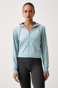 Guess mikina na zips s kapucňou dámska zamatová AMALIA modrá V6BQ07 K6301