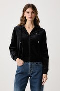 Guess mikina na zips s kapucňou dámska zamatová AMALIA čierna V6BQ07 K6301