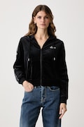 Guess bluza rozpinana z kapturem damska welurowa AMALIA czarna V6BQ07 K6301