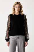 Karl Lagerfeld μπλούζα γυναικεία με βισκόζη μαύρη B3W20028