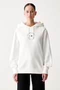 Tommy Jeans bluza z kapturem damska z bawełną biała DW0DW22823