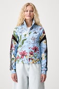 adidas bluza rozpinana damska z bawełną x Farm Rio niebieska KX0043