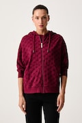 HUGO bluza lounge damska z bawełną FLOKKY_JACKET czerwona 50566669