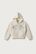 United Colors of Benetton bluza rozpinana z kapturem dziecięca bawełniana beżowa 3J68C506D