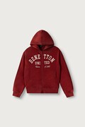 United Colors of Benetton bluza rozpinana z kapturem dziecięca bawełniana czerwona 3J68C506D
