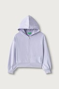 United Colors of Benetton bluza rozpinana z kapturem dziecięca bawełniana fioletowa 38O3C506C