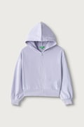 United Colors of Benetton bluza rozpinana z kapturem dziecięca bawełniana fioletowa 38O3C506C