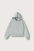 United Colors of Benetton bluza rozpinana z kapturem dziecięca bawełniana zielona 38O3C506C