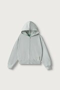 United Colors of Benetton bluza rozpinana z kapturem dziecięca bawełniana zielona 38O3C506C