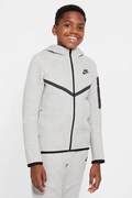 Nike bluza rozpinana z kapturem dziecięca z bawełną Nike Sportswear Tech Fleece szara HV5867