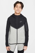 Nike bluza rozpinana z kapturem dziecięca z bawełną Nike Sportswear Tech Fleece szara HV5867