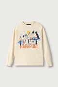 Napapijri longsleeve dziecięcy bawełniany S-ELLIS LS beżowy NP0A8BJKN5E1