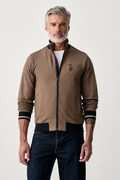 Aeronautica Militare bluza rozpinana męska bawełniana z elastanem brązowa FE2089UF00662
