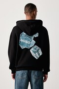HUGO μπλούζα με κουκούλα ανδρική βαμβακερή Dewerhood μαύρη 50568581