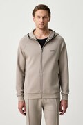 BOSS bluza lounge męska z bawełną Sense Hooded Jacket beżowa 50566916
