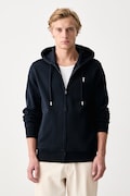 Trussardi bluza rozpinana z kapturem męska bawełniana granatowa G8508000256N