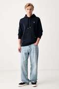 Trussardi bluza z kapturem męska bawełniana granatowa G8498000254N