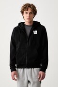 The North Face μπλούζα με κουκούλα και κουμπιά ανδρική με βαμβάκι Box Regular μαύρη NF0A8JAZJK31