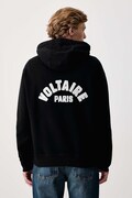 Zadig&Voltaire dukserica sa kapuljačom za muškarce od pamuka SACHA crna JMSS01314