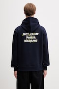 Drôle de Monsieur Vine Embroidered Slogan hoodie cotton Men's navy L-HO208-CO127