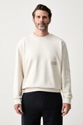 BOSS Green bluza męska z bawełną SW_Crewneck biała 50564103