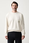 BOSS Green bluza męska z bawełną SW_Crewneck biała 50564103