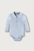 Tommy Hilfiger body niemowlęce bawełniane z elastanem niebieskie KN0KN02075