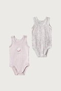 United Colors of Benetton body dziecięce bawełniane z elastanem 2-pack różowe 3WGGAB012