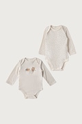 United Colors of Benetton body dziecięce bawełniane z elastanem 2-pack beżowe 3UMRAB014
