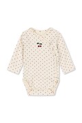 Konges Sløjd body niemowlęce bawełniane z elastanem BASIC LS NEWBORN BODY GOTS beżowe KS105897